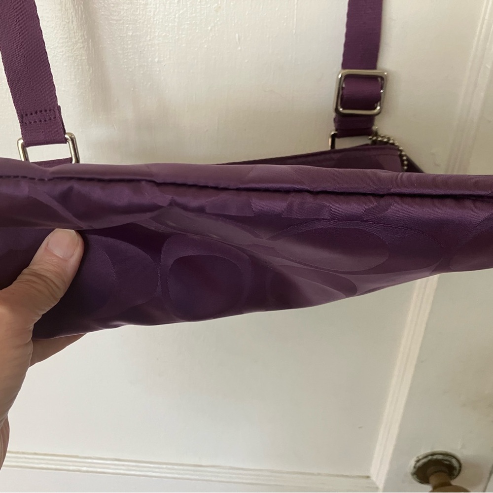 Coach Purple Signature Nylon Crossbody Pouch - Picture 5 of 9